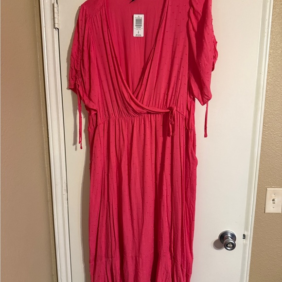 torrid Dresses & Skirts - Torrid Pink Wrap Sundress with Tie Front and Plunge Neckline